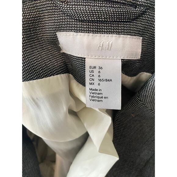 H&M Womens Size 6 One Button Blazer Black Tweed - Picture 3 of 6